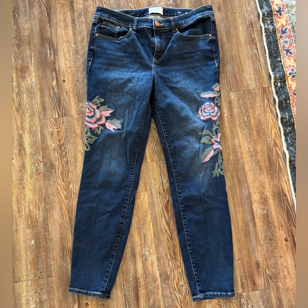 Lane Bryant Dark Blue Floral Skinny Jeans